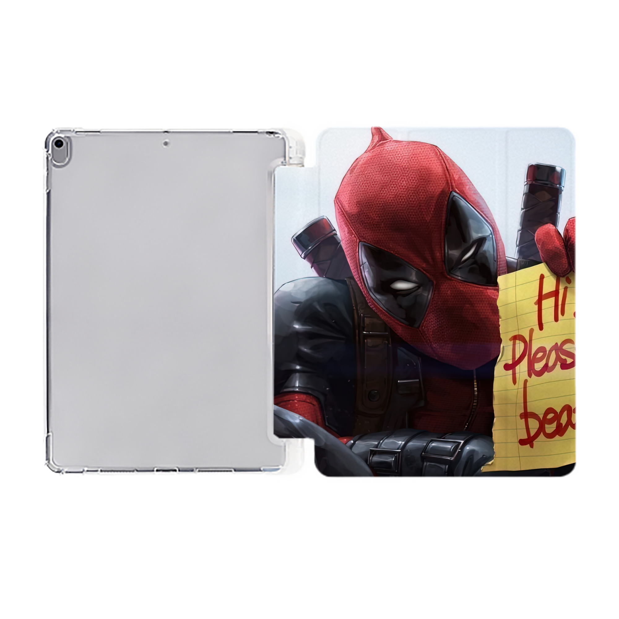 （画像用） Deadpool デッドプール IPad ケース ペン収納付き 三つ折りスタンド PUレザー×シリコン 対応機種9.5/10.5/10.9インチ